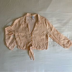 Forever 21 Button Down Tie Front Blouse